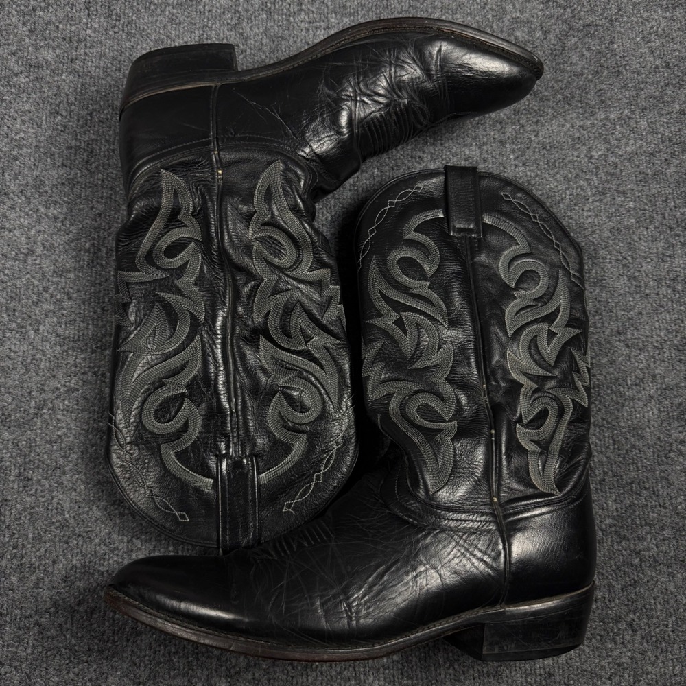 Dan Post Mens Black Leather Western Cowboy Boots Size 11.5 D DP2110H